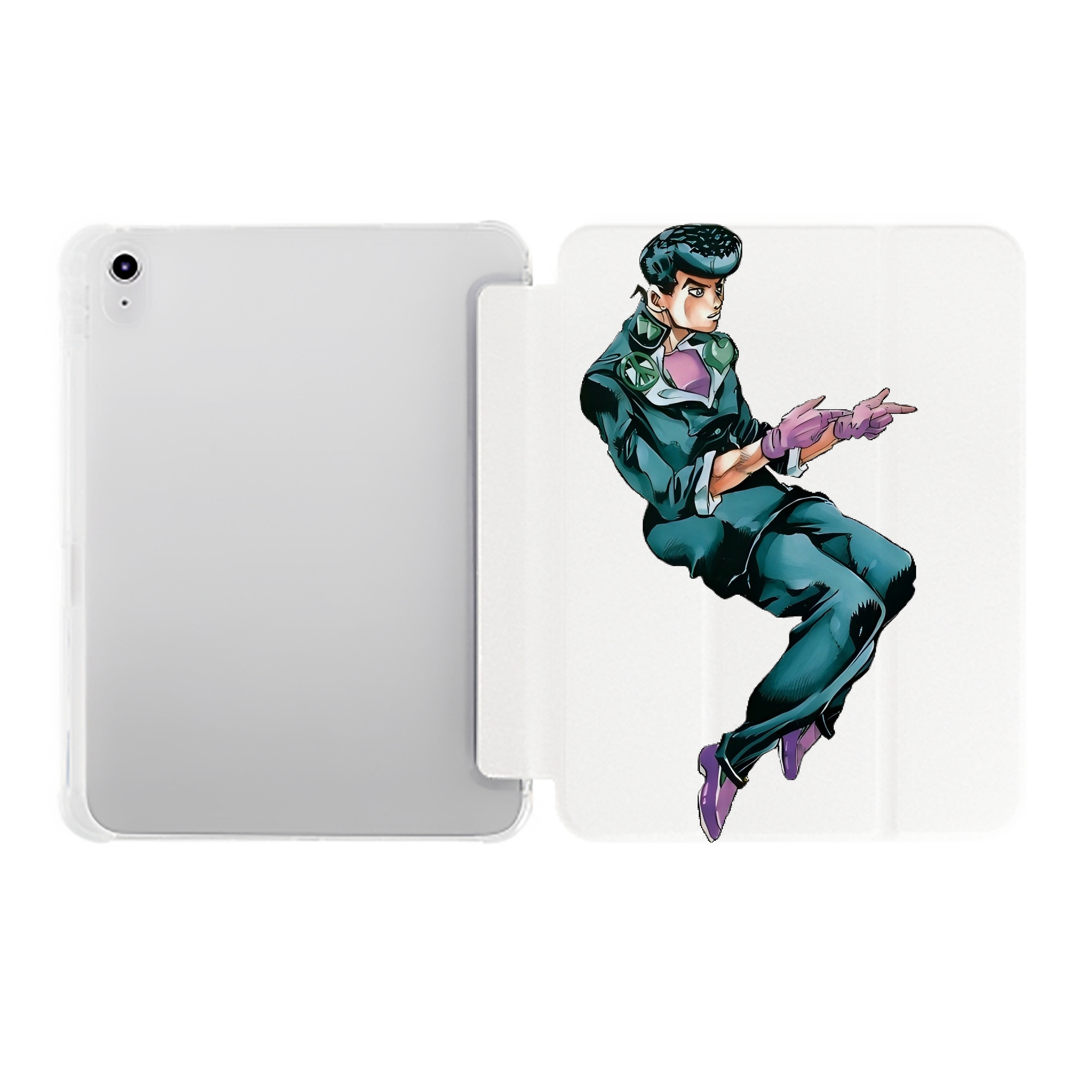 （画像用） ジョジョの奇妙な冒険 ひがしかた じょうすけ JoJo's Bizarre Adventure Higashikata Josuke IPad ケース ペン収納付き 三つ折りスタンド PUレザー×シリコン 対応機種9.5/10.5/10.9インチ